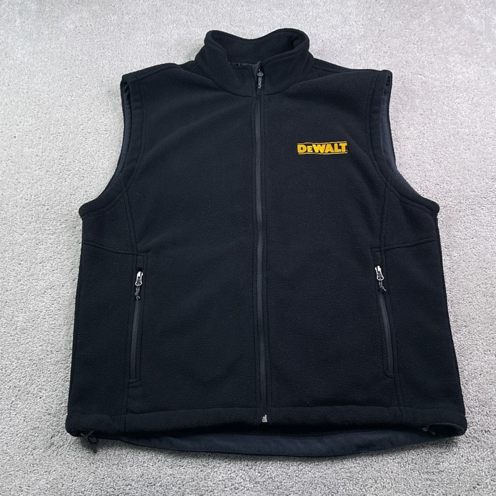 Dewalt Vest Mens XL Black Fleece Full Zip Workwear Tools Port Authority